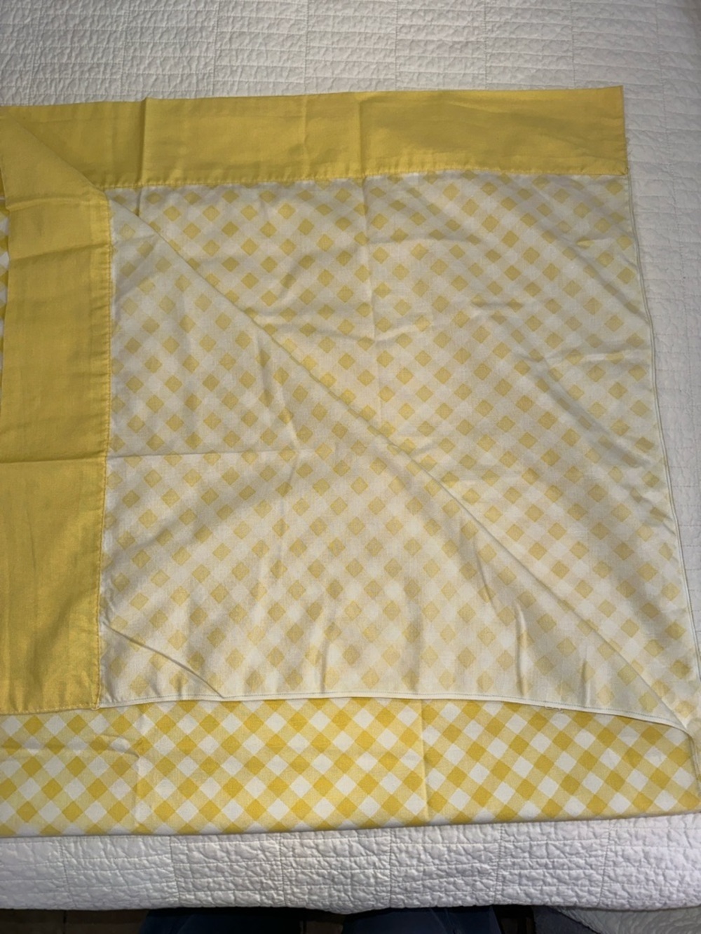 1970’s Vintage Gingham Dan River Yellow Gingham Cotton Sheet Full Flat Cottage - Picture 3 of 7